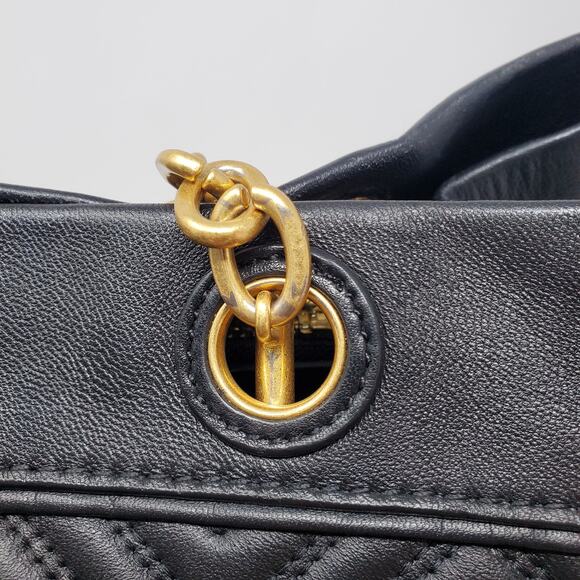 Tory Burch Fleming Triple Compartment Chain-Link Leather Tote Bag Quilted Black - Picture 11 of 14